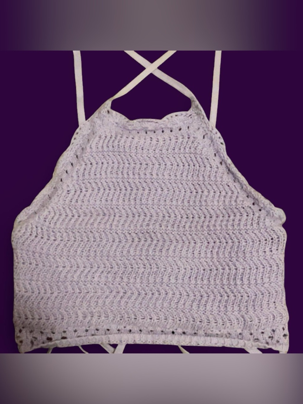 Hollister Crochet Halter Top in Light Lavender
